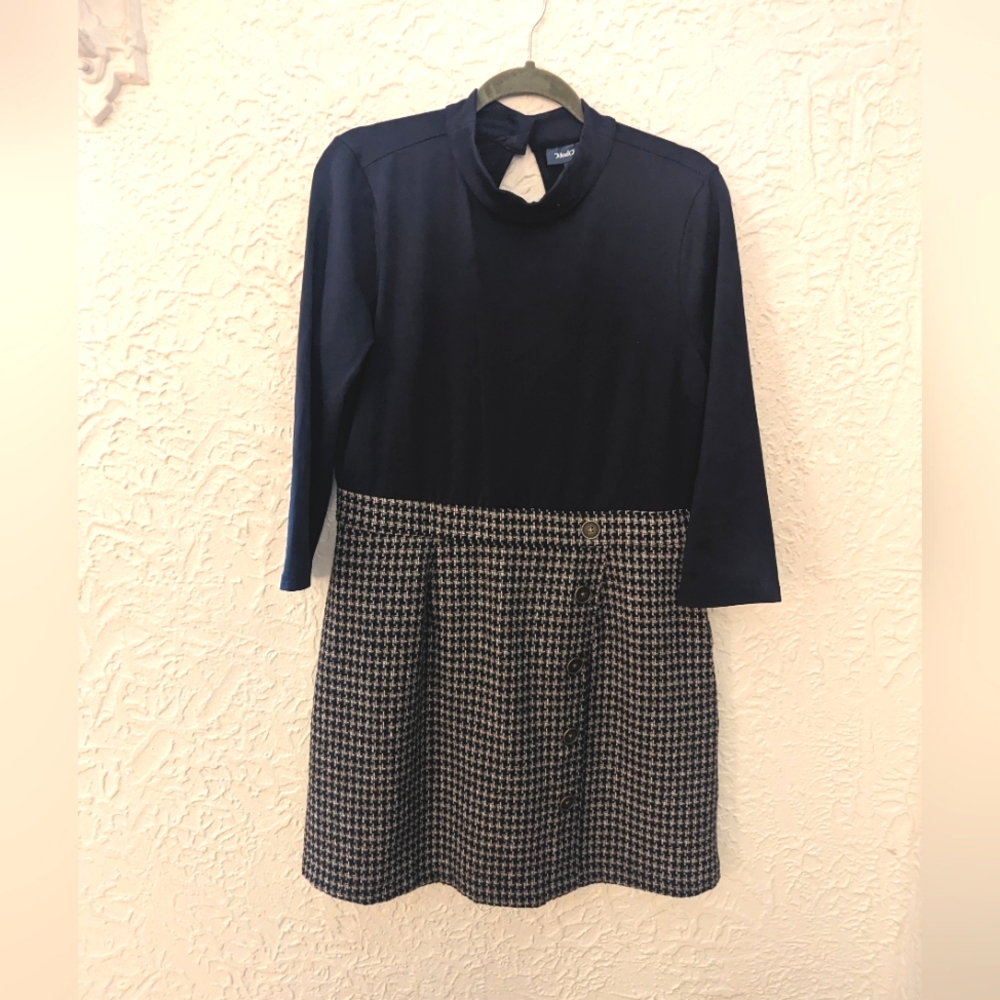 Modcloth NWT Winter Fall Dark Academia Retro 60s Navy Dress Mockneck